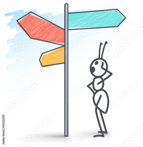 ant and the direction sign 
