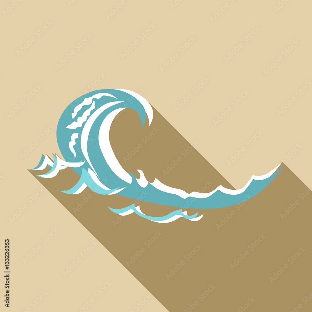 Obraz premium Sea wave icon, flat style