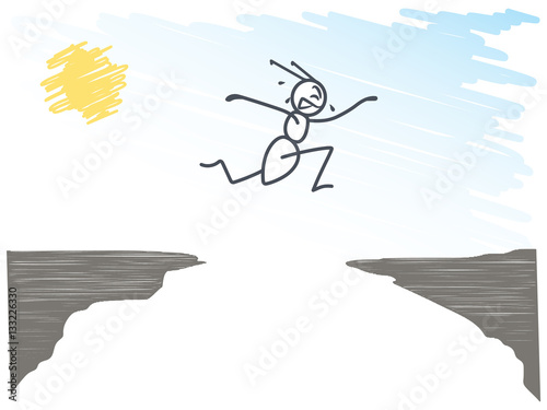 ant jumps over the cliff