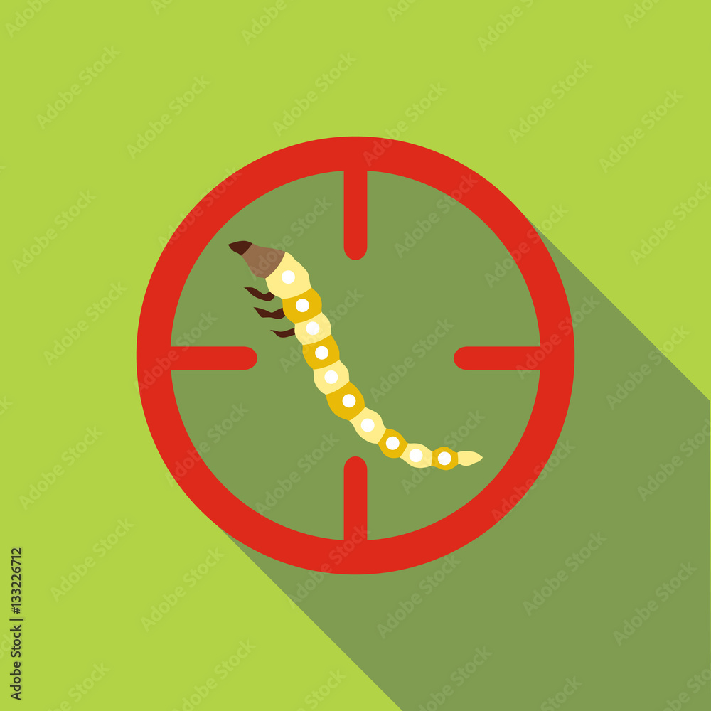 Fototapeta premium Beetle larvae icon, flat style