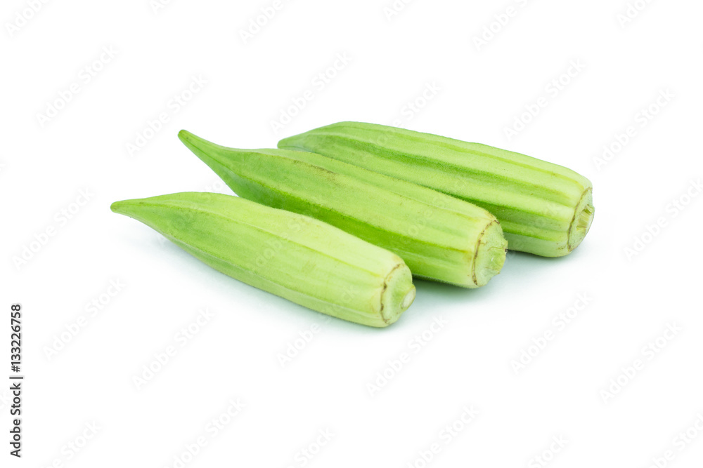Fresh young okra isolated on white background Fresh young okra isolated on white background