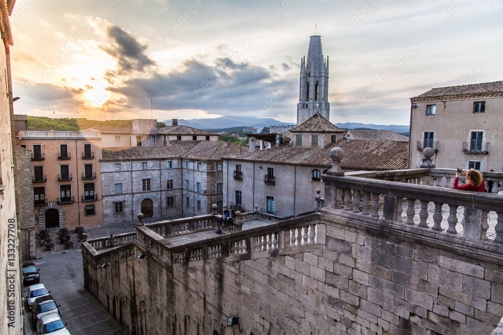 Atmospheric afternoon in old town of Girona