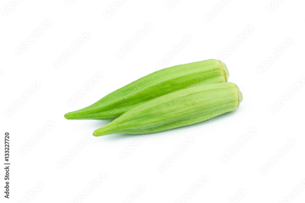 Fresh young okra isolated on white background Fresh young okra isolated on white background