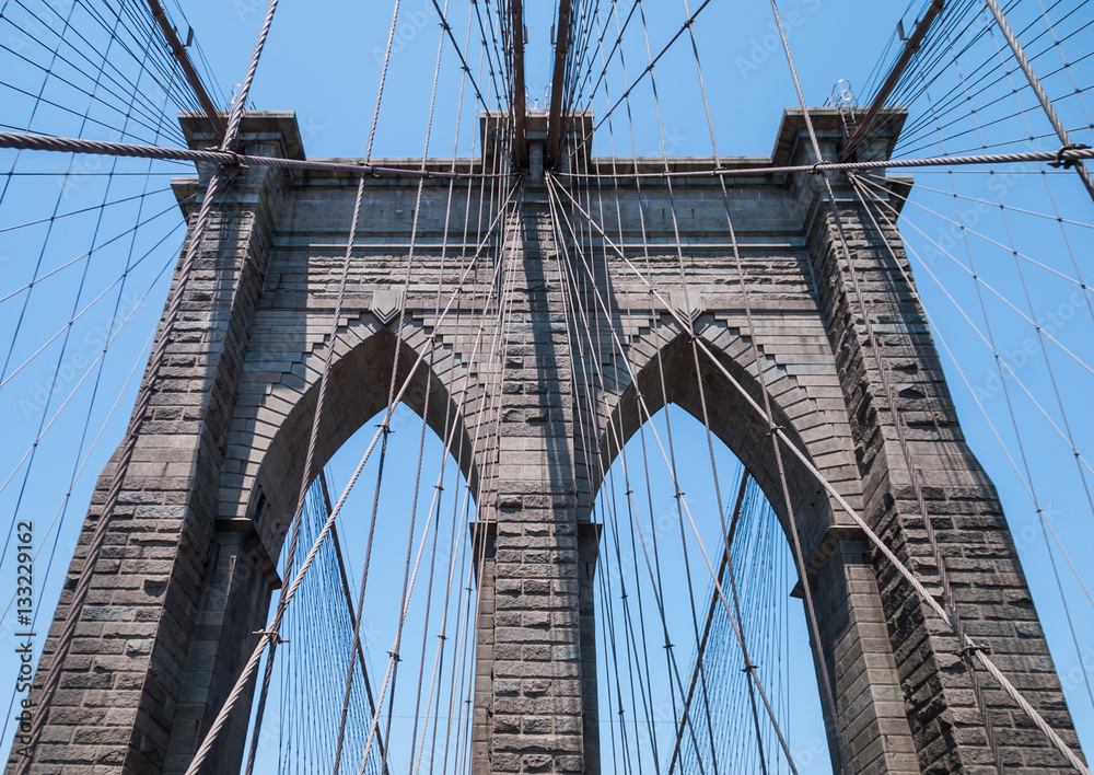 Fototapeta premium Brooklyn Bridge pylon close up