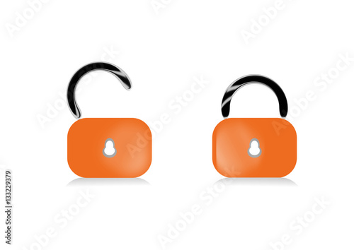 Lock, unlock button, icon vector