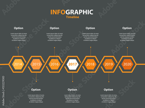 Infogaphic timeline diagram. Progressive years template. Honeycomb polygon form. Vector EPS 10 photo