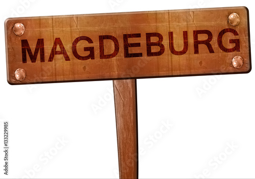 Magdeburg road sign, 3D rendering