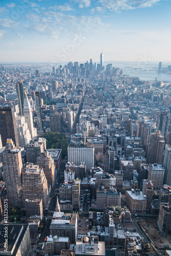 Aerial of Manhattan's midtown and downtown