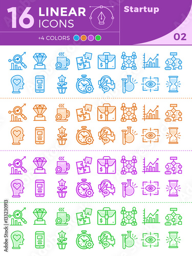 Unique linear icons with different color for banners, website and other types of new business design