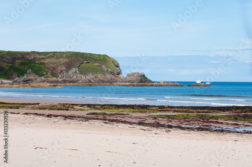 The rugged coastline on Cullen beach in Morayshiire in Scotland