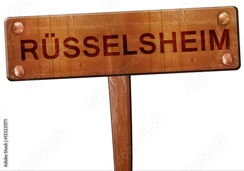 Russelsheim road sign, 3D rendering photo