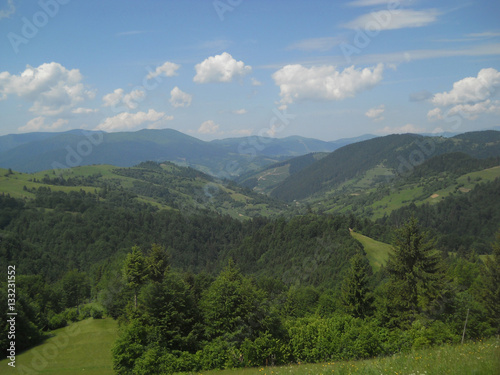 Summer in the Carpathian Mountains, Ukraine near of the village Synevir