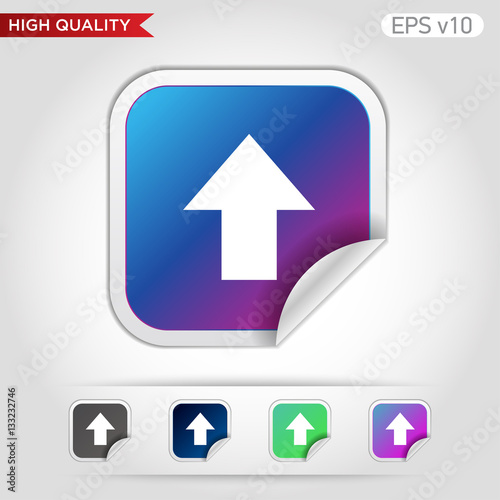 Colored icon or button of up arrow symbol with background