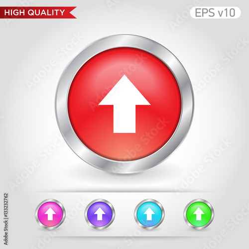 Colored icon or button of up arrow symbol with background