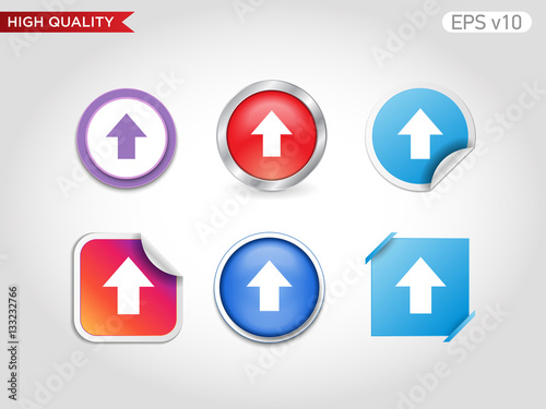 Colored icon or button of up arrow symbol with background