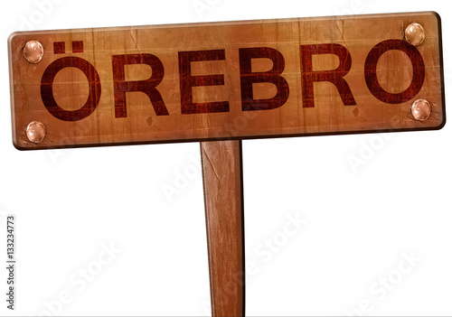 Orebro road sign, 3D rendering photo