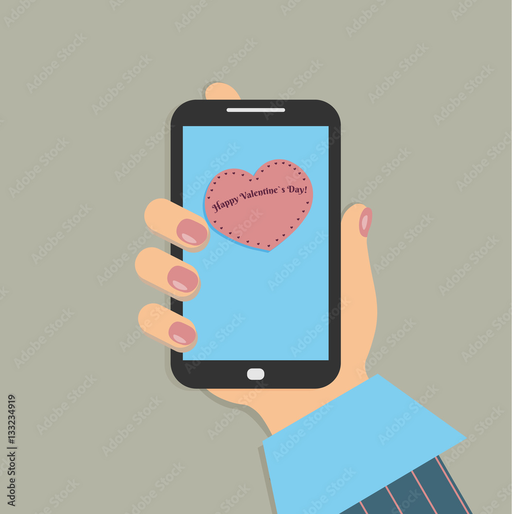 A mobile phone in the female`s hand. A smartphone in businesswoman`s hand. A sleeve of blue shirt and a burgundy striped suit. Red nails. A massage A mobile phone in the female`s hand. A smartphone in businesswoman`s hand. A sleeve of blue shirt and a burgundy striped suit. Red nails. A massage
