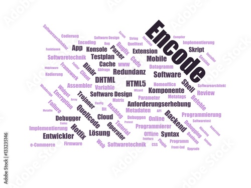 encode - Wortwolke ( word cloud, wordcloud ) mit Begriffen aus dem Bereich Personalbeschaffung. photo