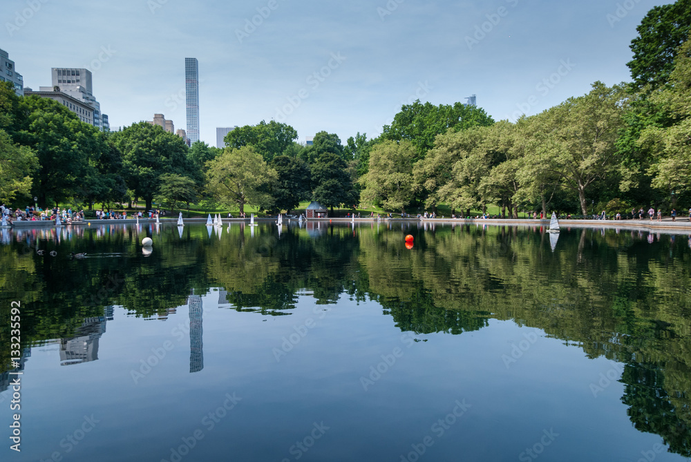 Central park lake with RC boats