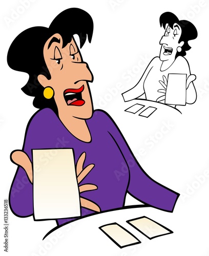Witchy woman reading cards. The cards are blank, so you can put your own message or logo in.