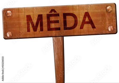 Meda road sign, 3D rendering photo