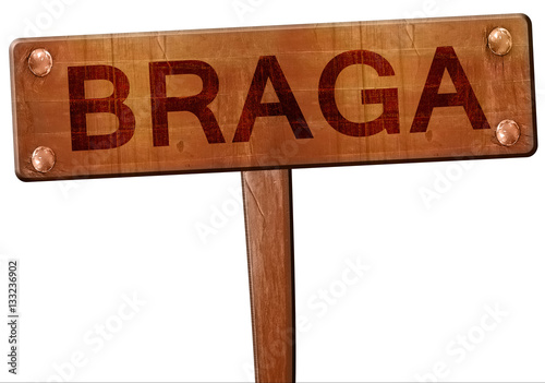 Braga road sign, 3D rendering