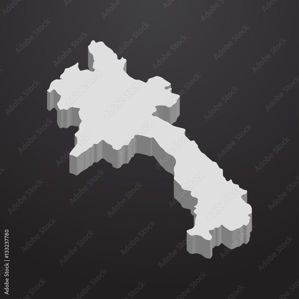 Laos map in gray on a black background 3d Laos map in gray on a black background 3d