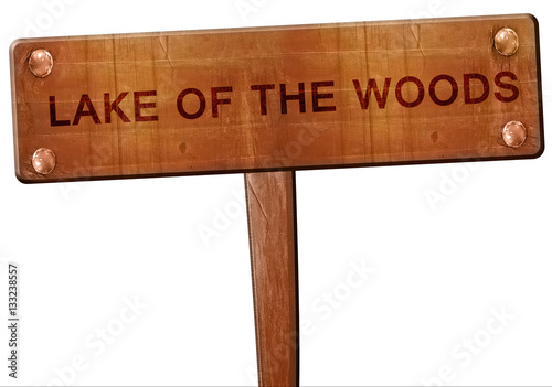 Fototapeta Naklejka Na Ścianę i Meble -  Lake of the woods road sign, 3D rendering