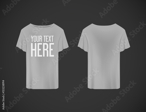 Men gray T-shirt. Realistic mockup whit brand text for advertisi