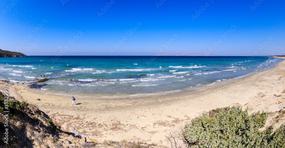 Greece, Kos, Kefalos, Kohila Beach. Wild beach, the wind and waves.