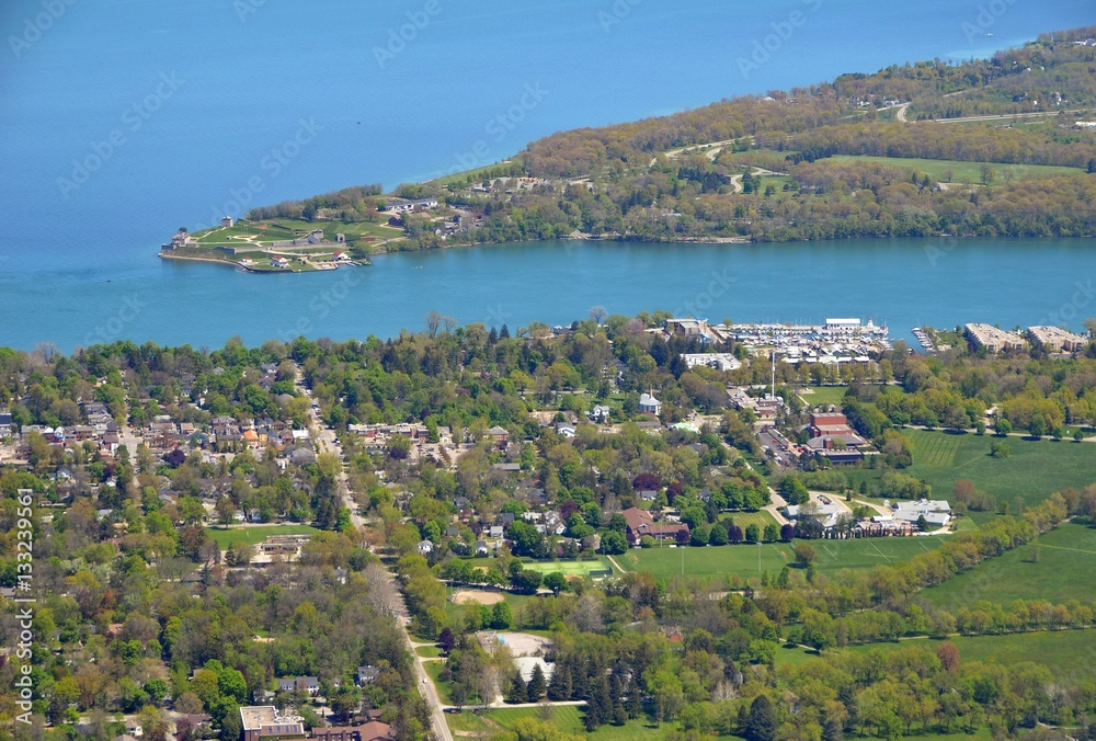 aerial view of t Niagara-on-the-Lake, Ontario Canada with Old Fort Niagara in New York state in the background 