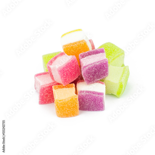 marshmallow with gelatin dessert isolated on white