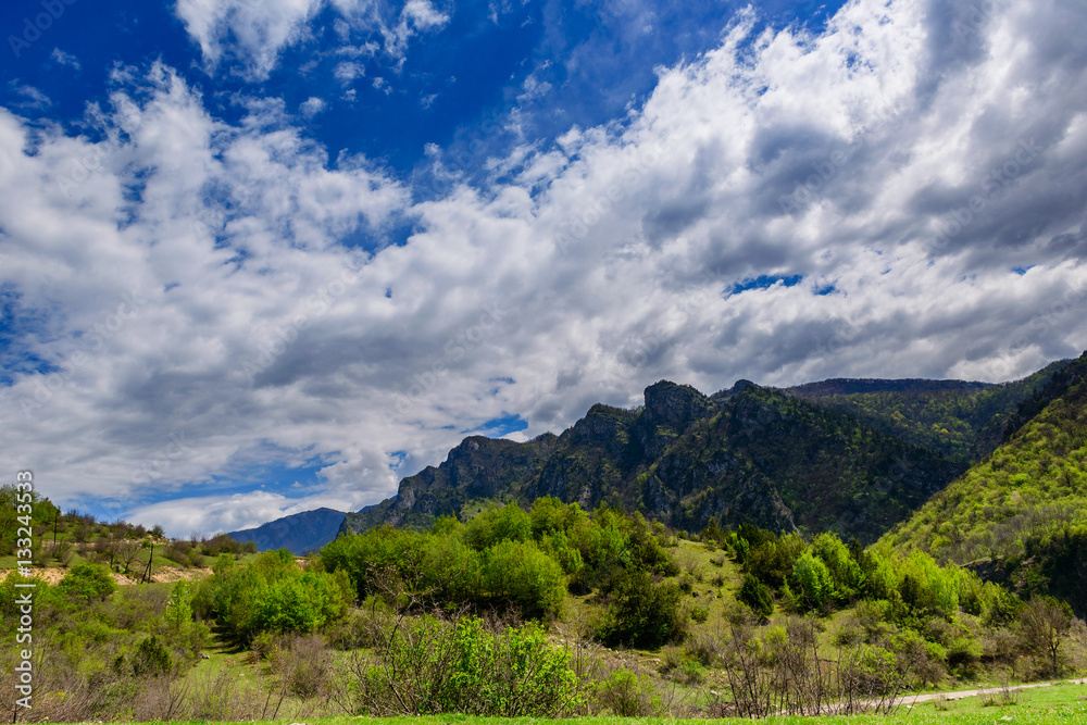 Amazing mountain landscape with dramatic clouds, Armenia