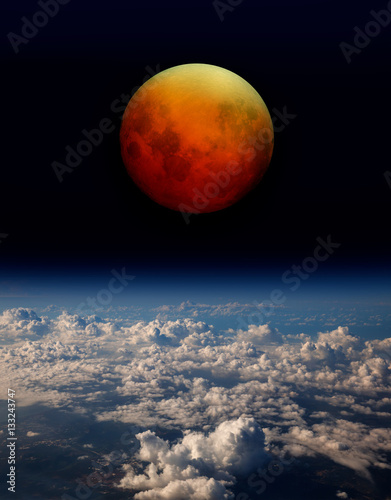 Lunar eclipse  Elements of this image furnished by NASA