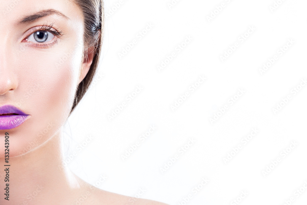 Obraz premium Portrait of a beautiful young woman. Face close-up