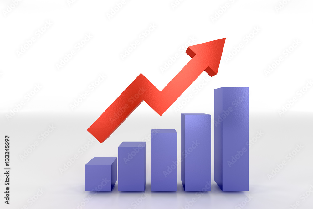 3D rendering of profit going up bar chart 3D rendering of profit going up bar chart