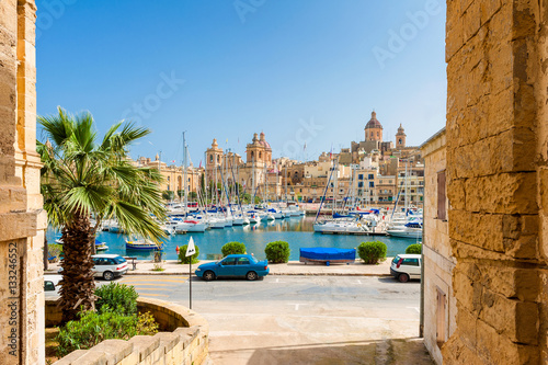 Street and Marina in Senglea, one of the Three Cities in the Grand Harbour area of Malta. photo