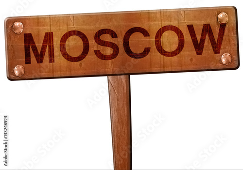 Photography moscow road sign, 3D rendering