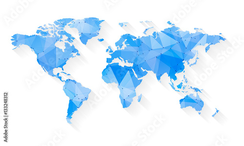 Vector map of world with trendy triangles design