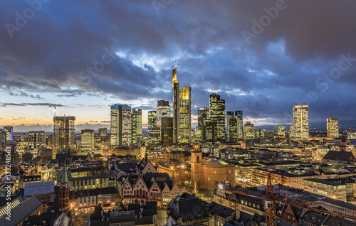 skyline of Frankfurt am Main in the evening