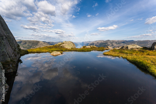Small lake along the track to the Preikestolen at the Lysefjorde