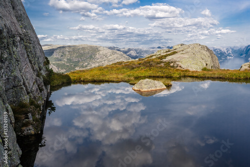 Small lake along the track to the Preikestolen at the Lysefjorde photo