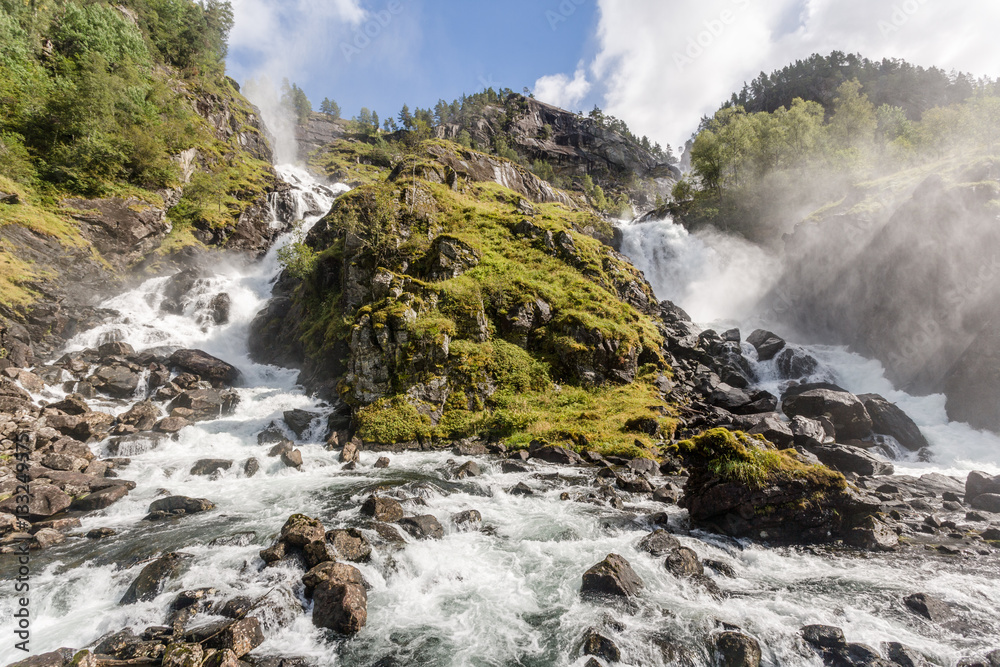 Waterfall Låtefossen at the 13 near Odda Norway Waterfall Låtefossen at the 13 near Odda Norway