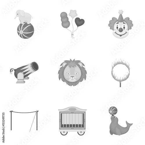 Circus set icons in monochrome style. Big collection of circus vector symbol stock illustration