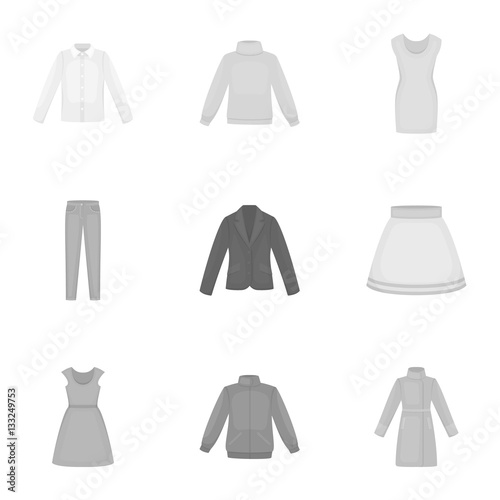 Clothes set icons in monochrome style. Big collection of clothes vector symbol stock illustration