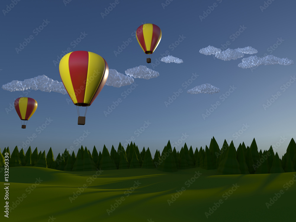 Obraz premium Low poly landscape illustration