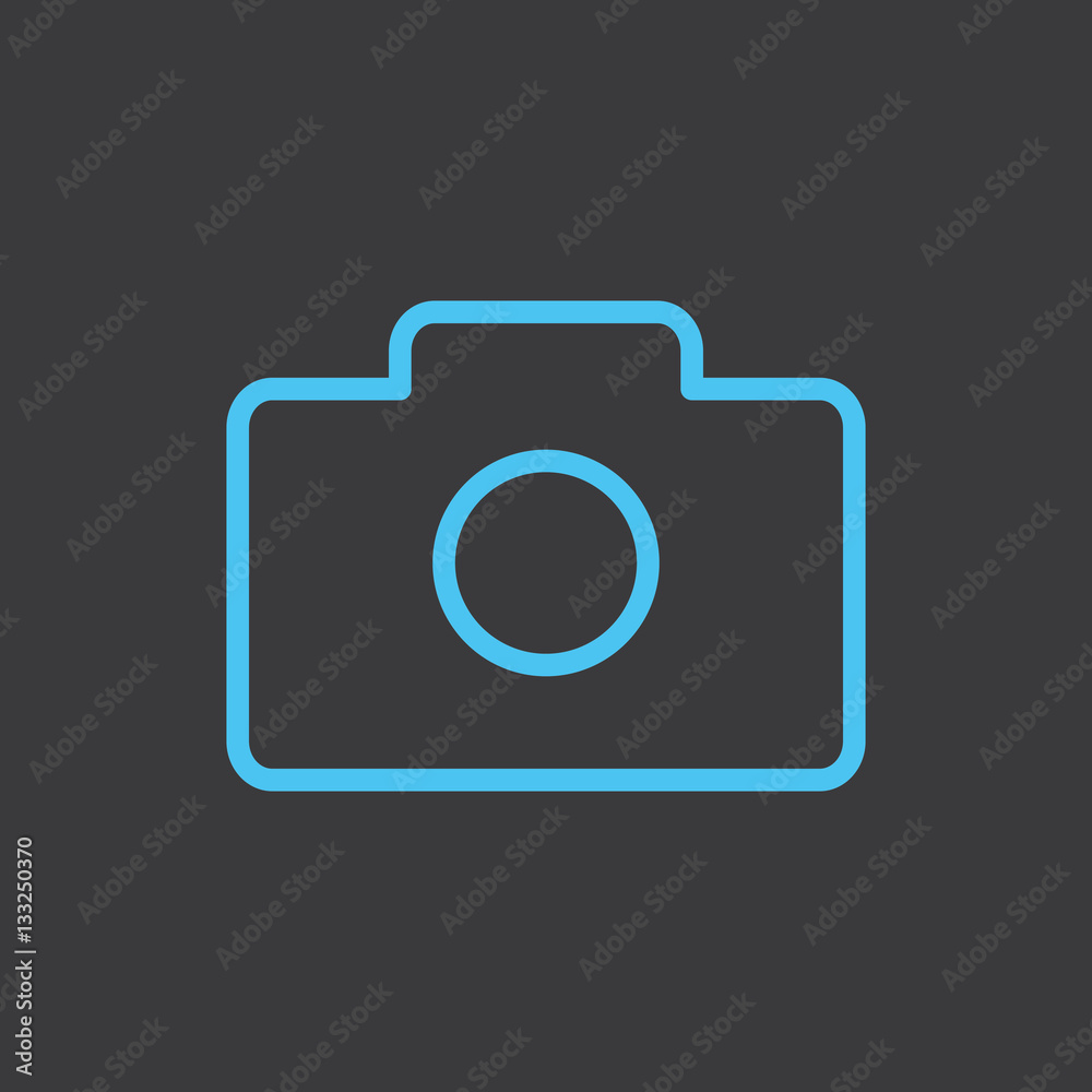thin line camera blue icon on dark background thin line camera blue icon on dark background
