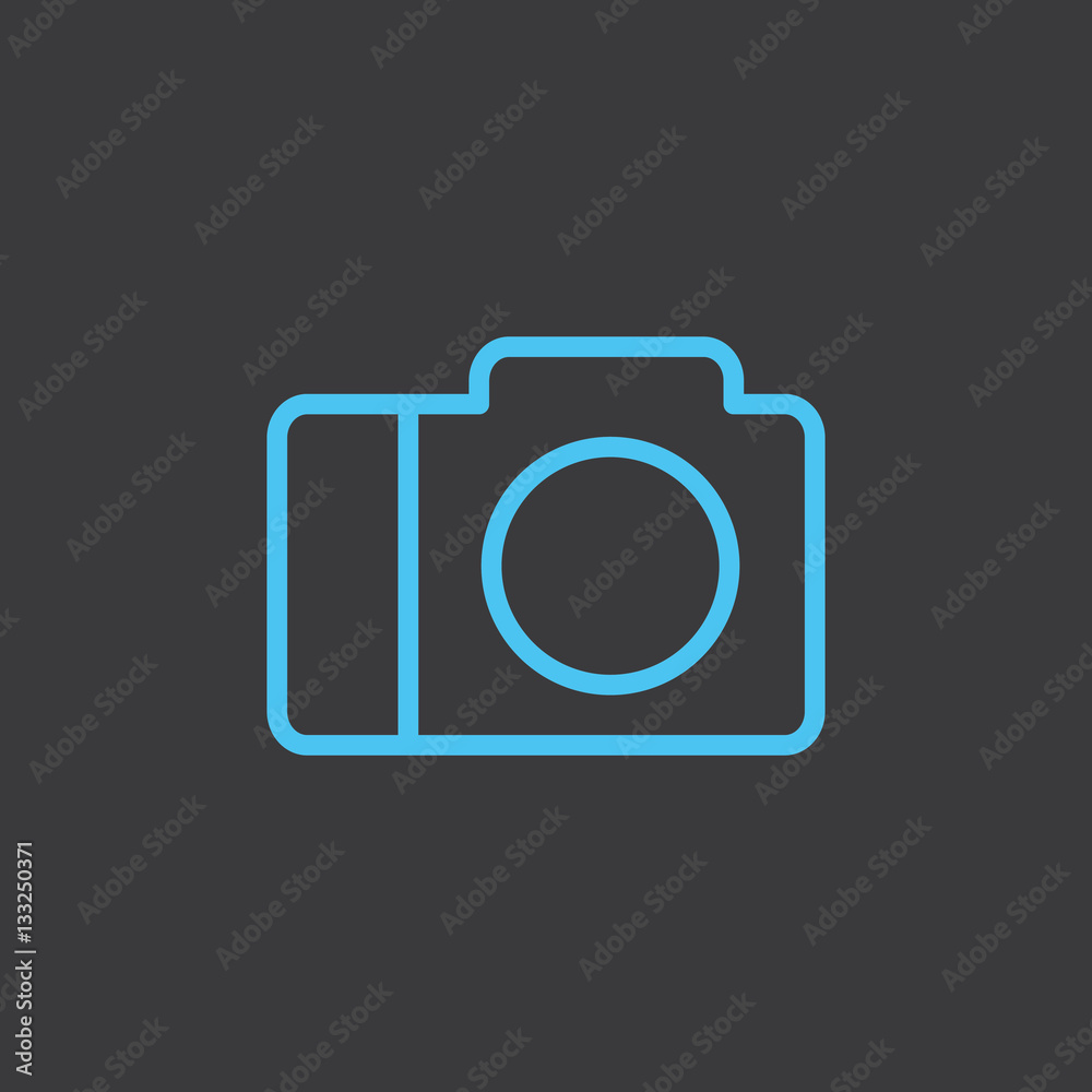 thin line camera blue icon on dark background thin line camera blue icon on dark background