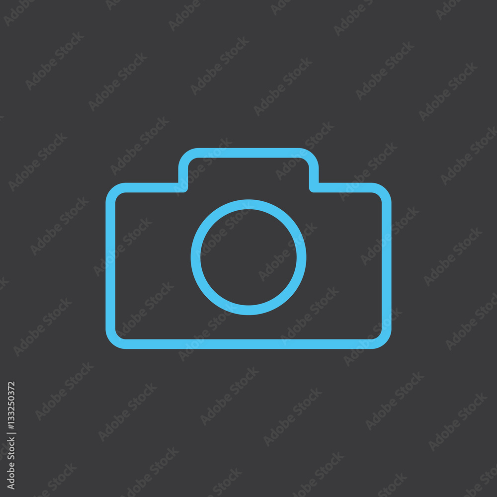 thin line camera blue icon on dark background thin line camera blue icon on dark background