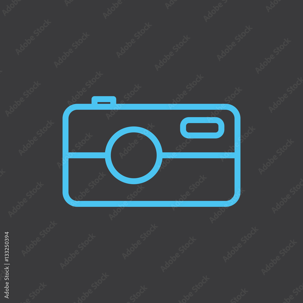 thin line camera blue icon on dark background thin line camera blue icon on dark background